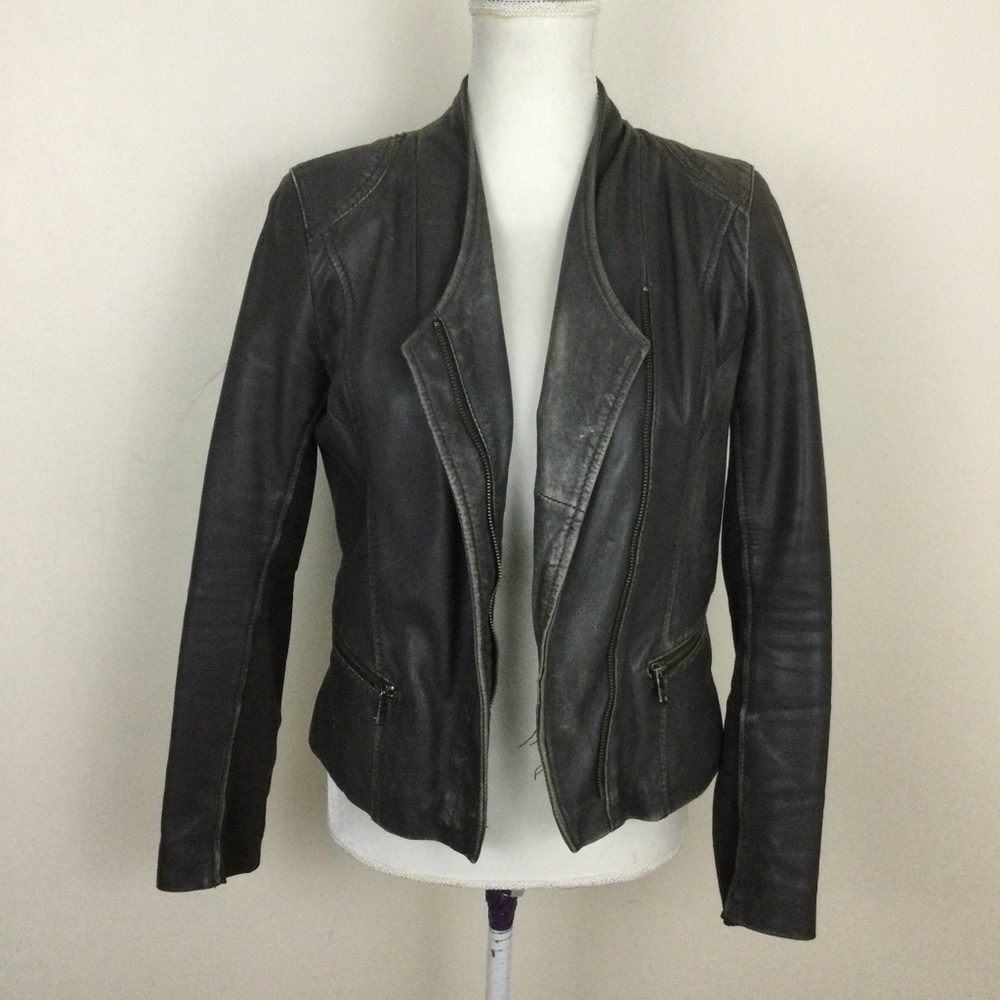 Marc New York Andrew Marc Leather Jacket Taupe Size S - Picture 4 of 7